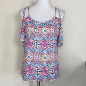 Pink Rose Cold Shoulder Top